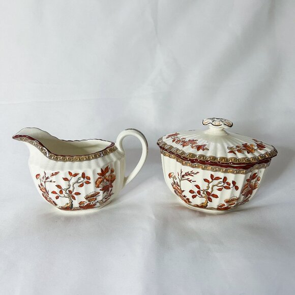 Copeland Spode India Tree Vintage Sugar Bowl and Creamer - Picture 3 of 12